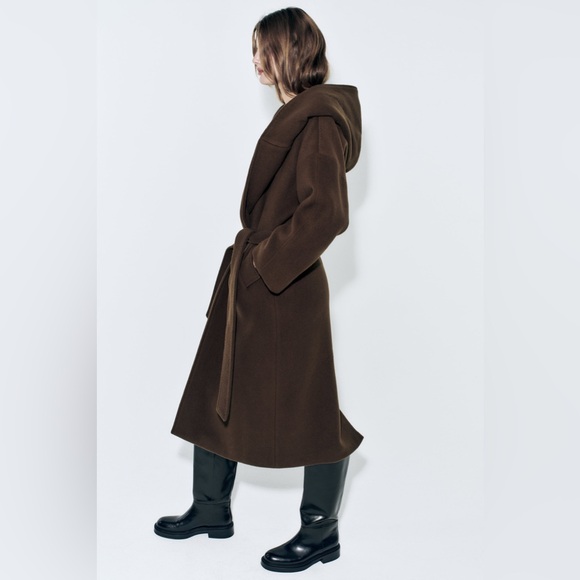 ** SOLD** Oversize, hooded, Zara, Manteco, wool coat. Belted - Picture 3 of 7